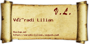 Váradi Lilian névjegykártya